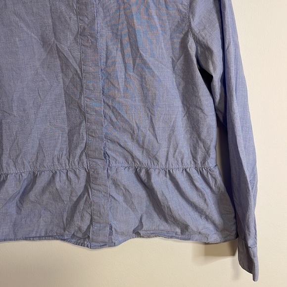 Classic Career Shirt Preppy Madewell Academia Small Blue Ruffle Button Casual - Picture 5 of 10